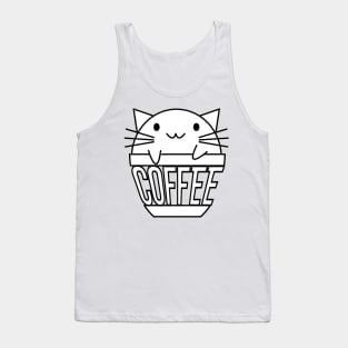 Cat in coffee cup with warped text on cup Tank Top